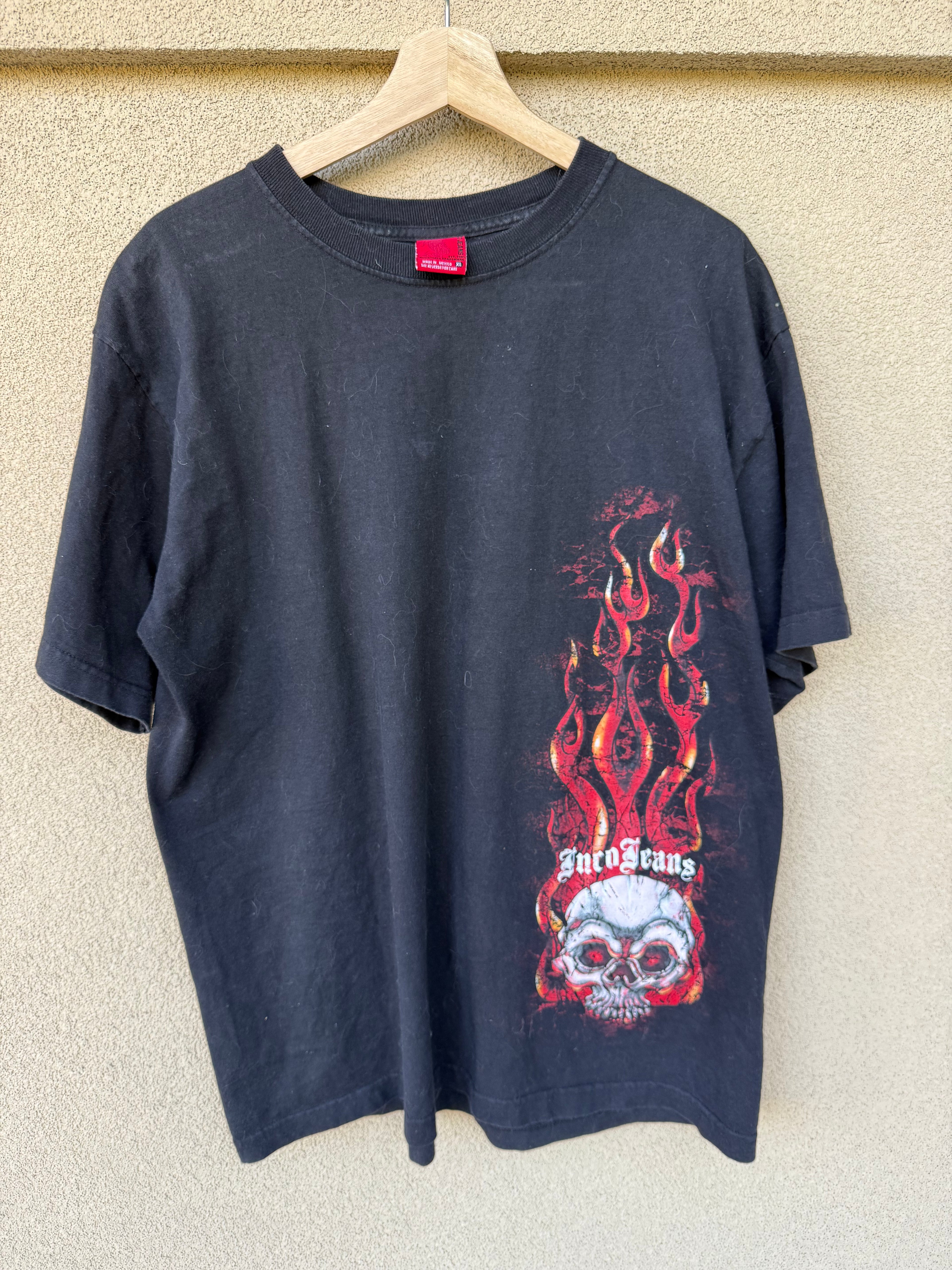 90s JNCO flaming skull tee