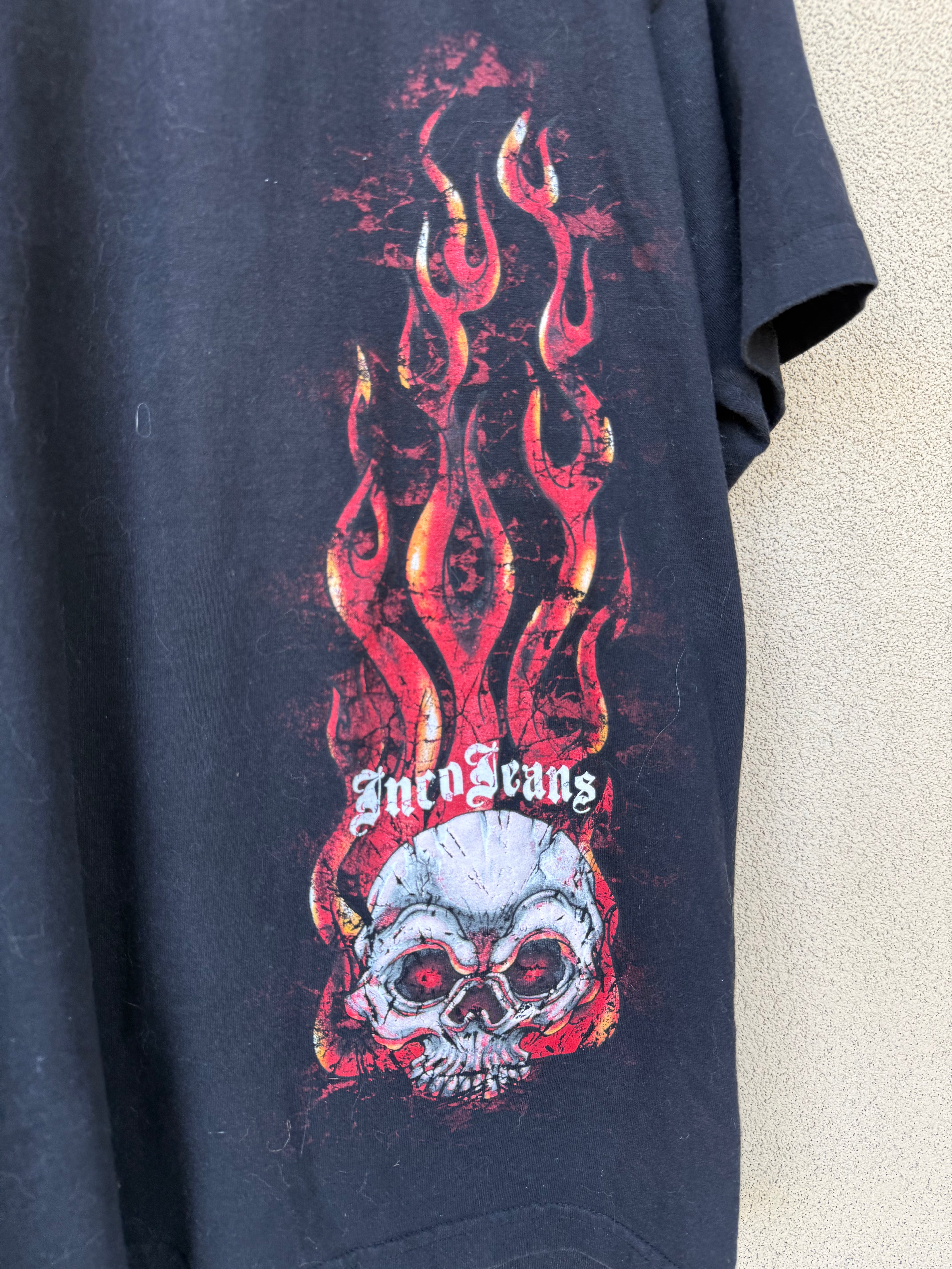 90s JNCO flaming skull tee